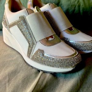 INC gorgeous white silver wedge sneaker!